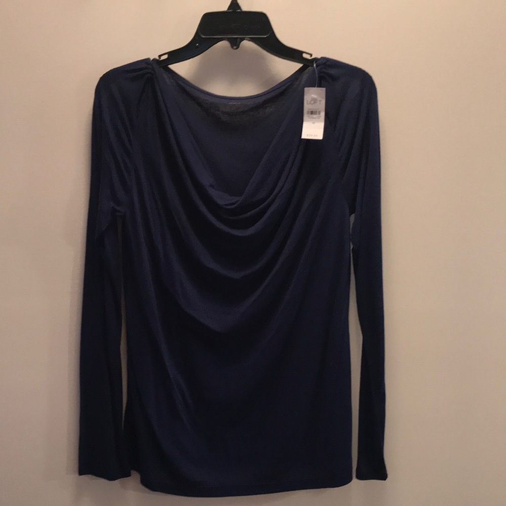Ann Taylor Loft long sleeve drape neck top